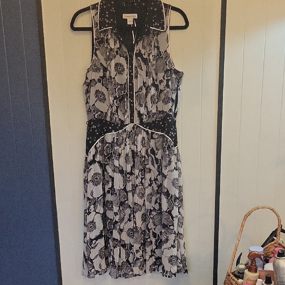 Floral Black and White Dress